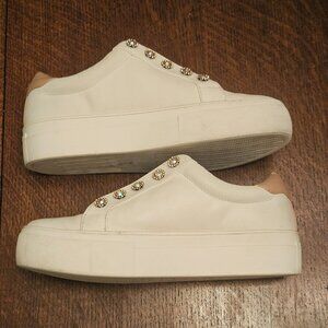 Kurt Geiger London White Liviah Sneakers With Sparkle Buttons. Size 5